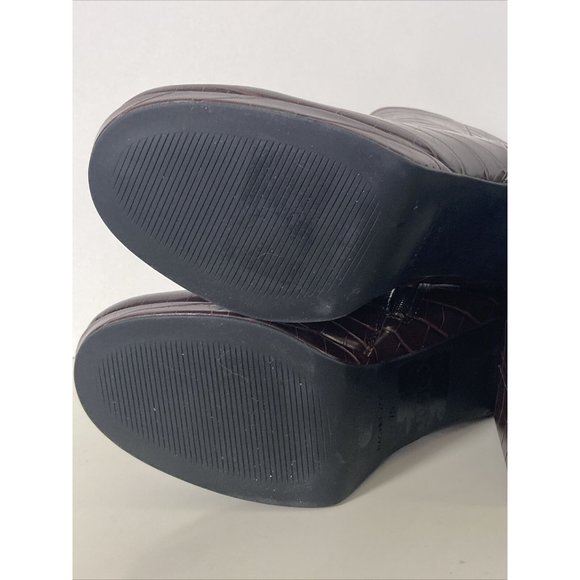 Rachel Zoe Size 7.5 M Mahogany Brown Croc Embossed MAYA Ankle Boot Platform Heel - Picture 10 of 16